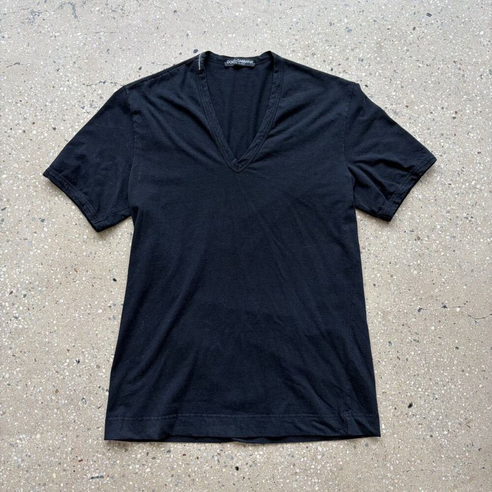 Vintage Y2k Dolce & Gabbana Black Blank V-Neck T-Shirt